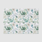 Witte bloemige groene bruidsbruiloft tissuepapier