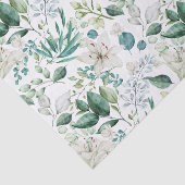 Witte bloemige groene bruidsbruiloft tissuepapier (Detail)