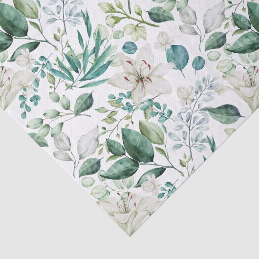 Witte bloemige groene bruidsbruiloft tissuepapier