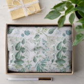 Witte bloemige groene bruidsbruiloft tissuepapier (Geschenk)