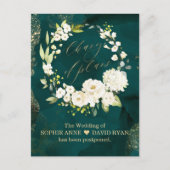 Witte Bloemige Groene Gouden Verandering Van Plann Briefkaart (Voorkant)