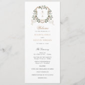 Witte Bloemige Groene Klimop Top Salie Bruiloft Programmakaart (Voorkant)