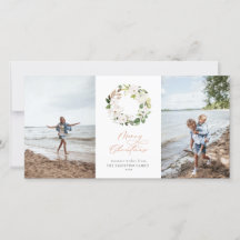 Witte bloemige groene krans Kerst foto