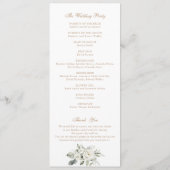 Witte bloemige groene salie monogram wapen trouwfe programmakaart (Achterkant)