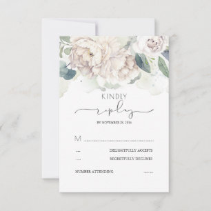 Witte bloemige groene spetters trouw-RSVP RSVP Kaartje