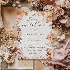 Witte  bloemige Herfst Baby in bloesemdouche Kaart