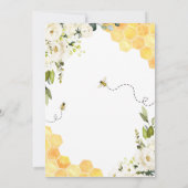 Witte bloemige honingbij baby shower kaart (Achterkant)