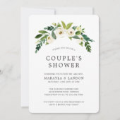 Witte Bloemige Koppels Elegante Bruidsdouche Kaart (Voorkant)