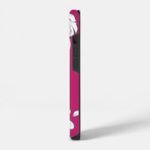Witte Bloemige Magenta Monogram iPhone Hoesje (Linkerkant)
