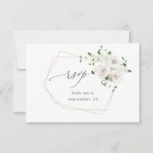 Witte bloemige met maaltijd RSVP
