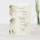 Witte bloemige Moeder Trouwdag Bedankkaart (Voorkant)