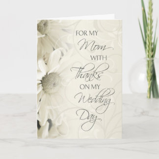 Witte bloemige moeder trouwdag bedankkaart
