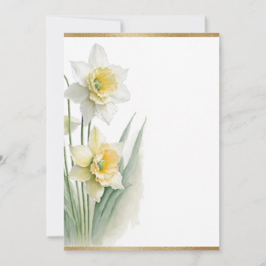 Witte bloemige narcissen waterverf  Moderne trouwd Kaart (Achterkant)