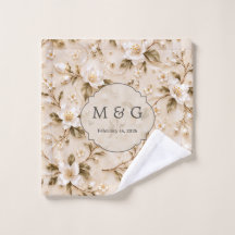 Witte bloemige olijf gouden botanische patroon C-s