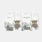 Witte bloemige ontwerphuwelijksgunstdozen bedankdoosjes (Uitgevouwen)