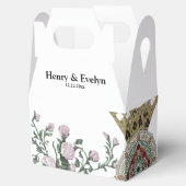 Witte bloemige ontwerphuwelijksgunstdozen bedankdoosjes (Geopend)