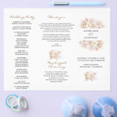 Witte bloemige Pampasgras Drie+voudig Trouwprogram Flyer (Enkel)