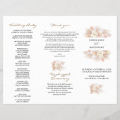 Witte bloemige Pampasgras Tri+Fold Trouwprogramma Flyer (Voorkant)