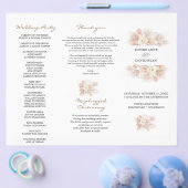 Witte bloemige Pampasgras Tri+Fold Trouwprogramma Flyer (Enkel)