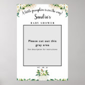 Witte bloemige pompoen babyshower fotolijst decora poster (Voorkant)