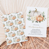 Witte Bloemige Pompoen Thanksgiving Dinner Kaart