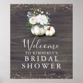 Witte bloemige pompoenen Rustic bruiloft Welcome Poster (Voorkant)