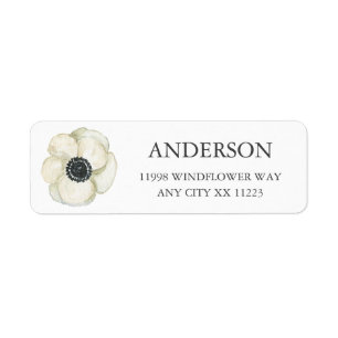 Witte bloemige return address voor babyshower etiket