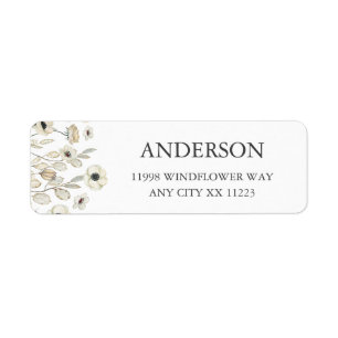 Witte bloemige returnadres voor babyshower etiket