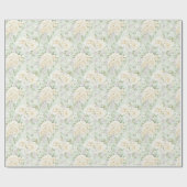 Witte Bloemige Romantische Bruiloft Cadeaupapier (Vlak)