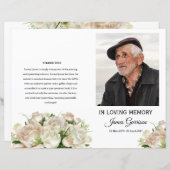 Witte Bloemige Rouwprogramma Sjabloon (Voorkant / Achterkant)