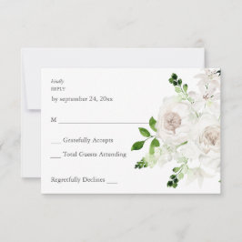 Witte bloemige RSVP zonder maaltijd Kaartje
