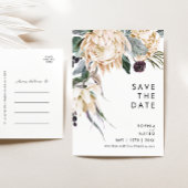 Witte bloemige "Save The Date" ansichtkaart Uitnodiging Briefkaart