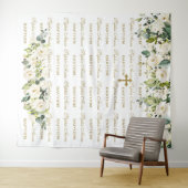 Witte bloemige stap- en herhalingsgouden doopachte wandkleed (In Situ (horizontaal))