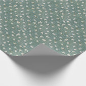 Witte bloemige stoffige groene cadeaupapier (Hoek)