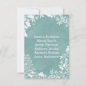 Witte bloemige tafelnummer zitplaatskaart in elke (Achterkant)