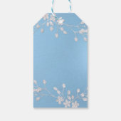 Witte bloemige tak blauwe bruids douche chic cadea cadeaulabel (Achterkant)