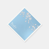 Witte bloemige tak blauwe bruidsdouche chic en sty servet (Hoek)