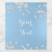 Witte bloemige tak winter blauwe aangepaste wijnet wijn etiket (Enkel label)