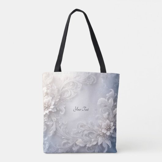 Witte Bloemige Tote Tas met Bloei (Achterkant)