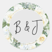 Witte bloemige trouw enveloppe zegel (Voorkant)