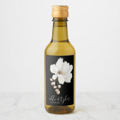 Witte bloemige trouw mini wijnfles label wijn etiket (Voorkant)