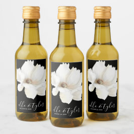 Witte bloemige trouw mini wijnfles label wijn etiket