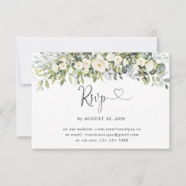Witte bloemige trouw online RSVP kaart