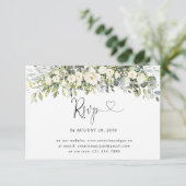 Witte bloemige trouw online RSVP kaart (Staand voorkant)
