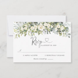 Witte bloemige trouw-RSVP kaart