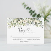 Witte bloemige trouw-RSVP kaart (Staand voorkant)