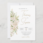Witte bloemige trouwkaart, groene trouw kaart (Voorkant)