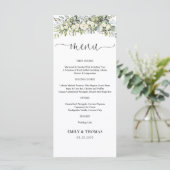 Witte Bloemige Trouwmenu Menu (Staand voorkant)