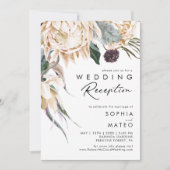 Witte bloemige trouwontvangst uitnodiging (Voorkant)
