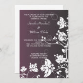 Witte bloemige trouwuitnodiging kaart (Voorkant / Achterkant)